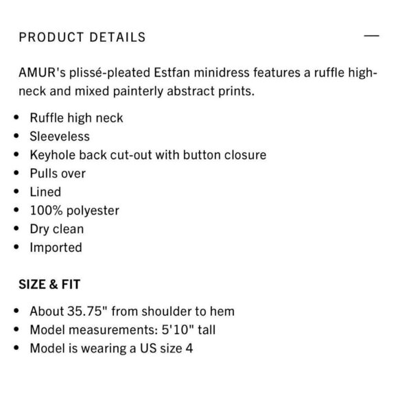 Amur Estfan Pleated Halter Neck Mini Dress Women's Double Rainbow Size: 4 NWT - Picture 7 of 7